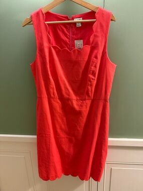 J. Crew Coral Scallop-Edge Sleeveless Mini Dress